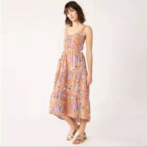 Sonoma Smocked Midi Dress Tiered Floral  3X NEW!